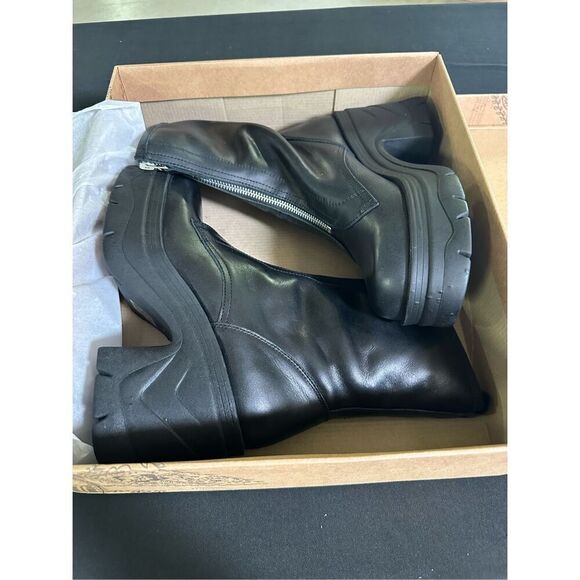 New Free People Myles Black Zip Front Platform Boots 8 - Picture 1 of 7